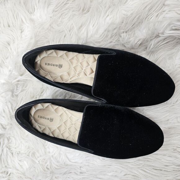 BIRDIES  Flats Size 9 Black Vegan Velvet Slip On Loafer - Picture 1 of 5